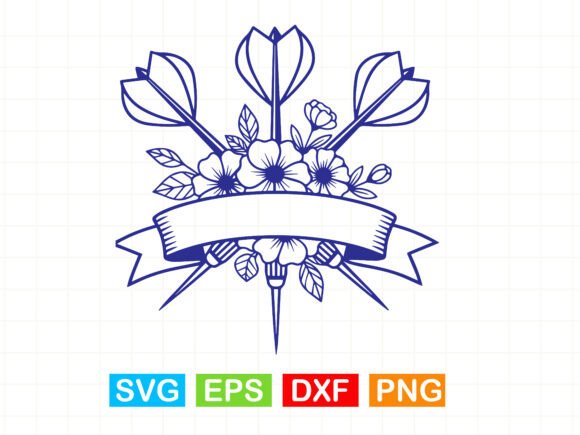 Darts Monogram SVG & Flower Design for T-Shirt Graphics