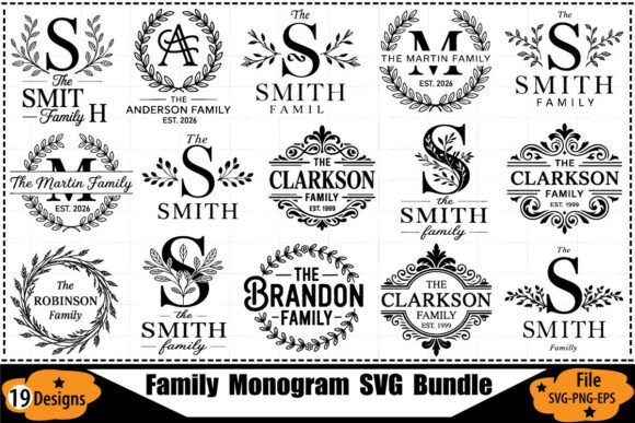 Family Monogram SVG Bundle for T-Shirt Graphics & Branding