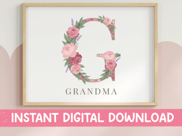 Grandma Floral Letter G Monogram SVG for T-Shirt Designs Graphics