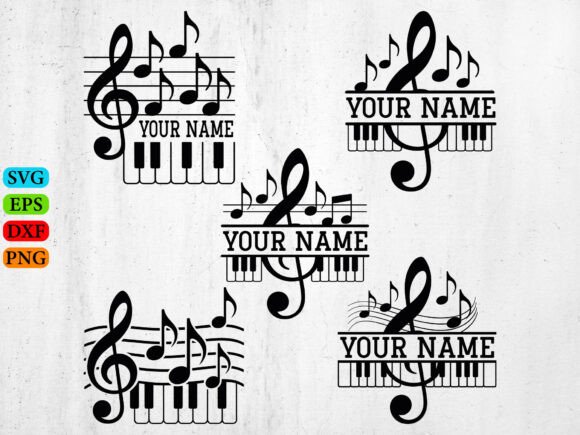 Music Monogram SVG: Treble Clef Piano Graphics for T-Shirt Designs