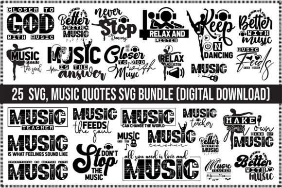 Music Quotes SVG Bundle for T-Shirt Designs